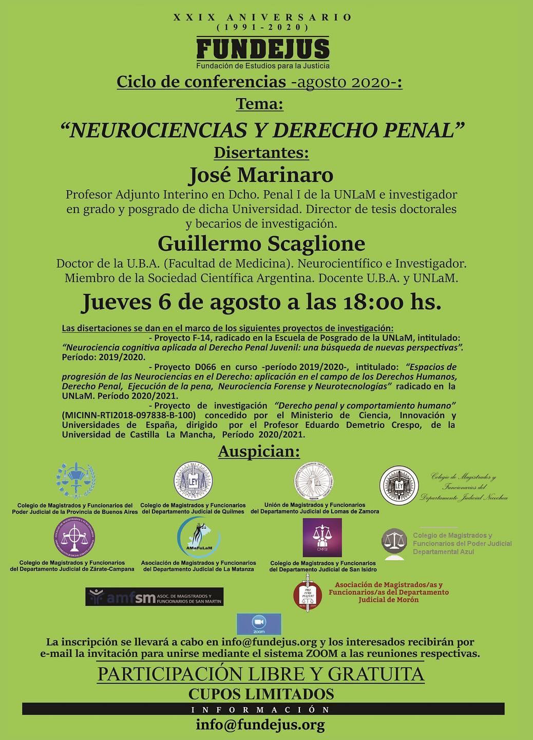 FUNDEJUS||Nueva jornada: "Neurociencias y Derecho Penal"